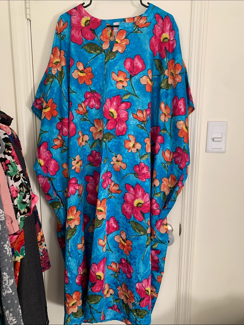 VTG Simply Basic Floral Caftan Kaftan Mumu House Dress